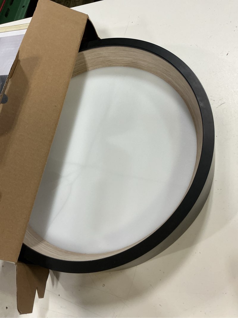 Condition photo showing As Is for allen + roth mason 14.25-in black indoor led flush mount light with plastic shade