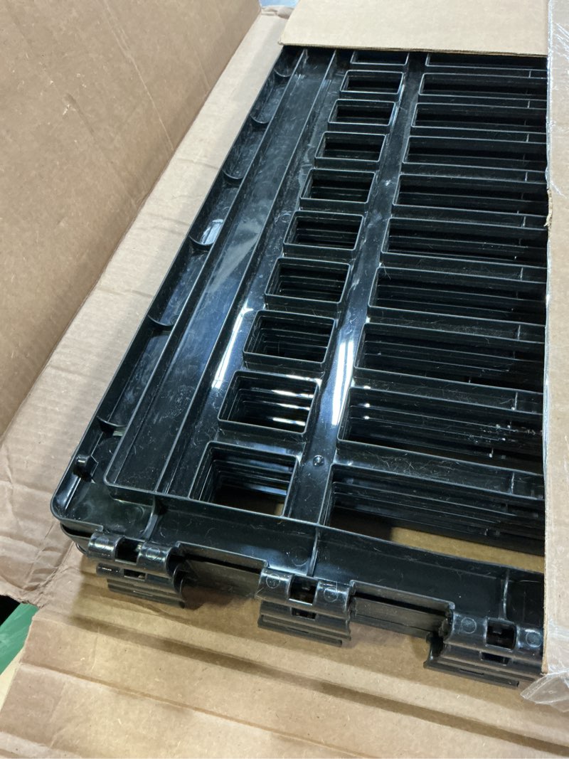 Condition photo showing As Is for iris usa 24" 4-panel dog playpen with door, 35 x 35 x 24, puppy playpen, dog play pen indoors, pet fence, puppies/small dogs, black black 4 panel - 24" h