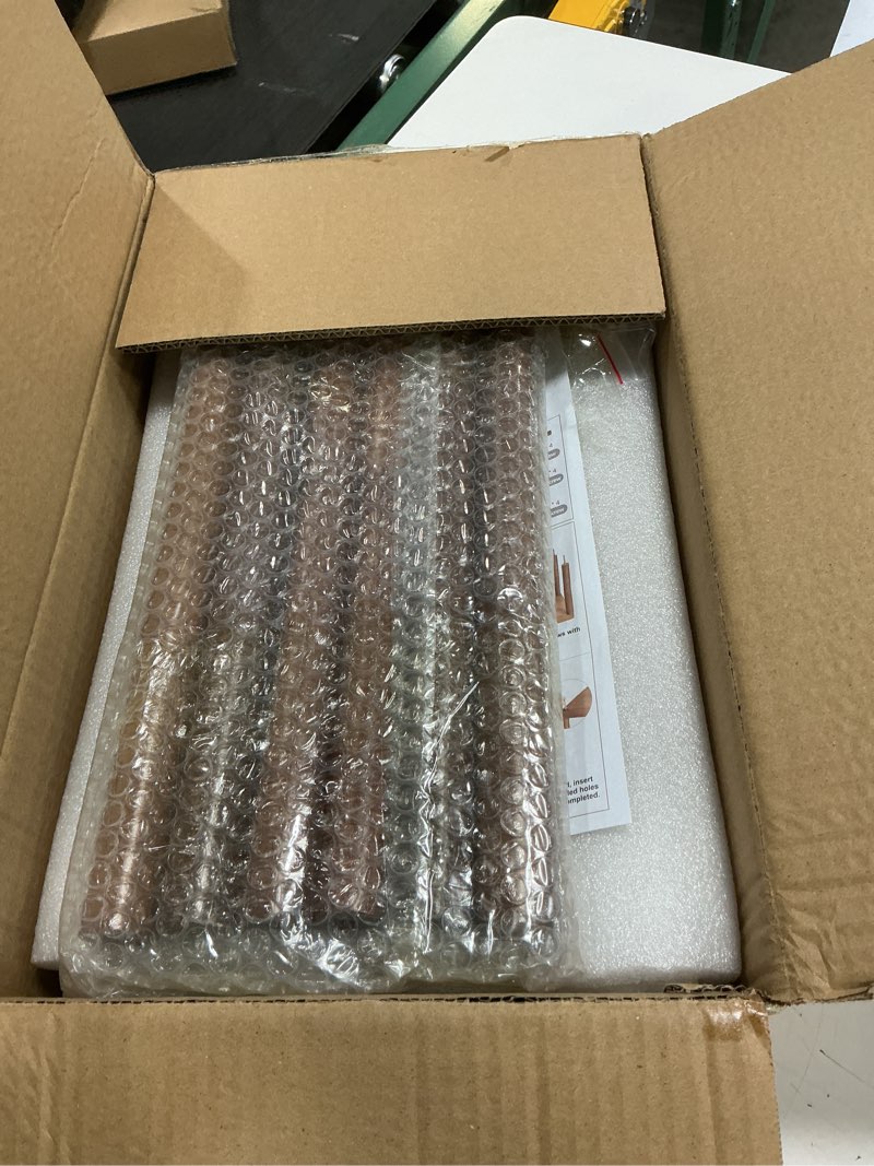 Condition photo showing New/Like New for GERYMU Rattan End Table with Solid Wood Shelf, Small Side Table Nightstand for Living Room, Bedroom, Home Office, 9.45" D x 15.75" W x 25.79" H, Walnut Brown Brown Light Walnut