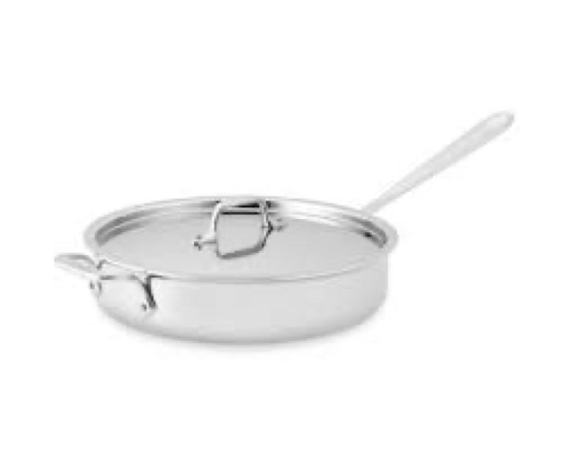 All-Clad 4403 Stainless Steel Tri-Ply Bonded Dishwasher Safe 3-Quart Saute Pan with Lid, Silver (Ren
