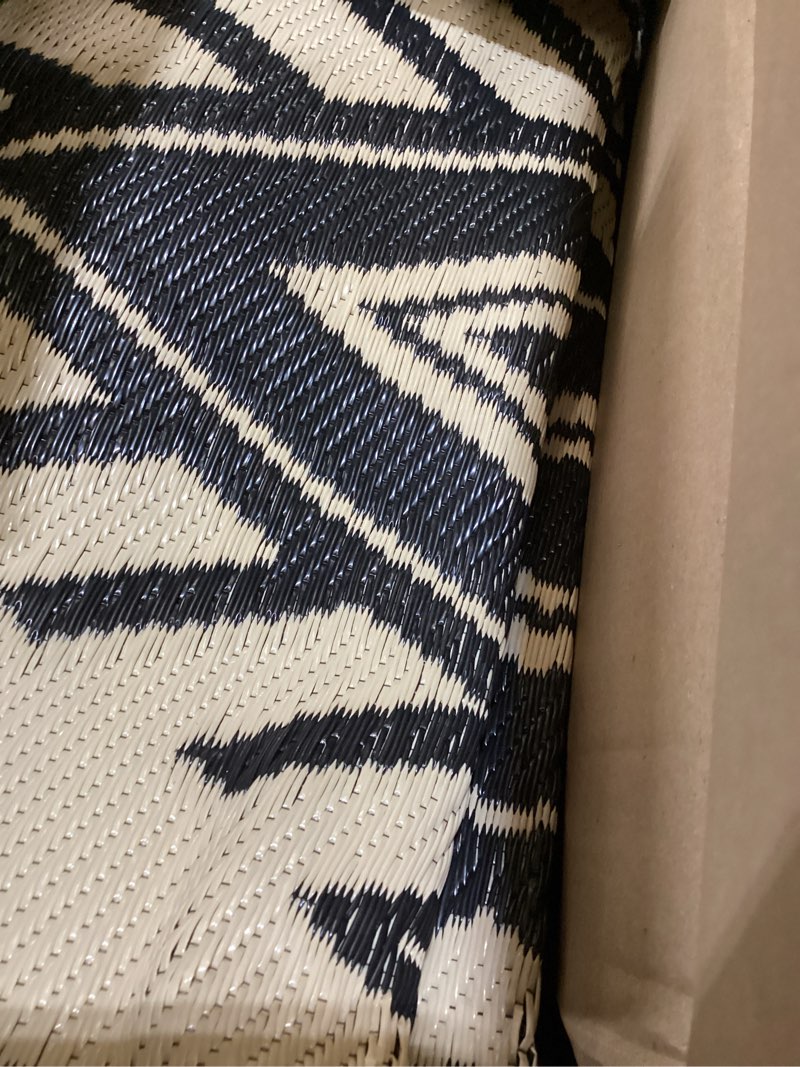 Condition photo showing Good Condition for sand mine waterproof outdoor rug 5x8 ft, plastic reversible rug, modern area rug, large floor mat for outdoors, rv, patio, backyard, deck, picnic, beach, camping, black & beige black & beige 5'x 8'