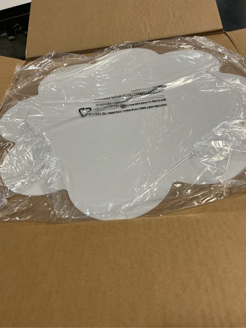 Condition photo showing New/Like New for gold semi flush mount ceiling lights, 4-light 18" ceiling light fixtures with fabric shade in flower shape, farmhouse brass drum lighting for nursery bedroom kitchen, ad-22009-4sf-gd gold, flower shade 18"