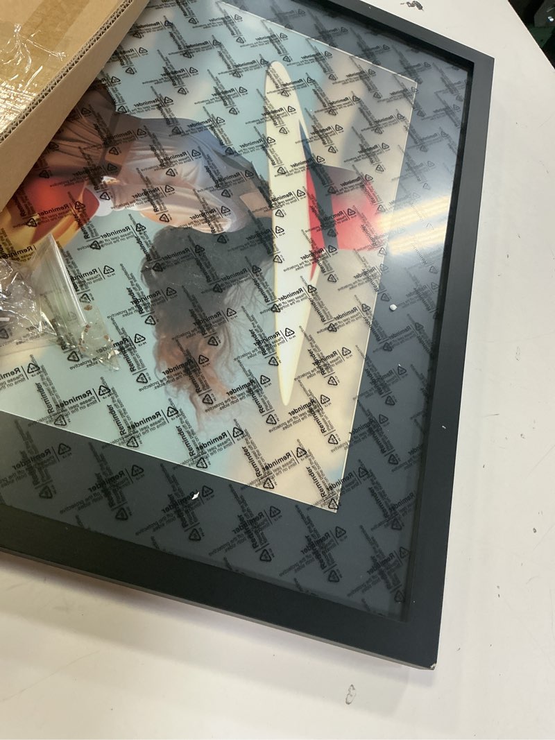 Condition photo showing Good Condition for skaotus 20x20 picture frame black solid wood for black mat 16x16 wall mounting square poster frames 20x20 inch