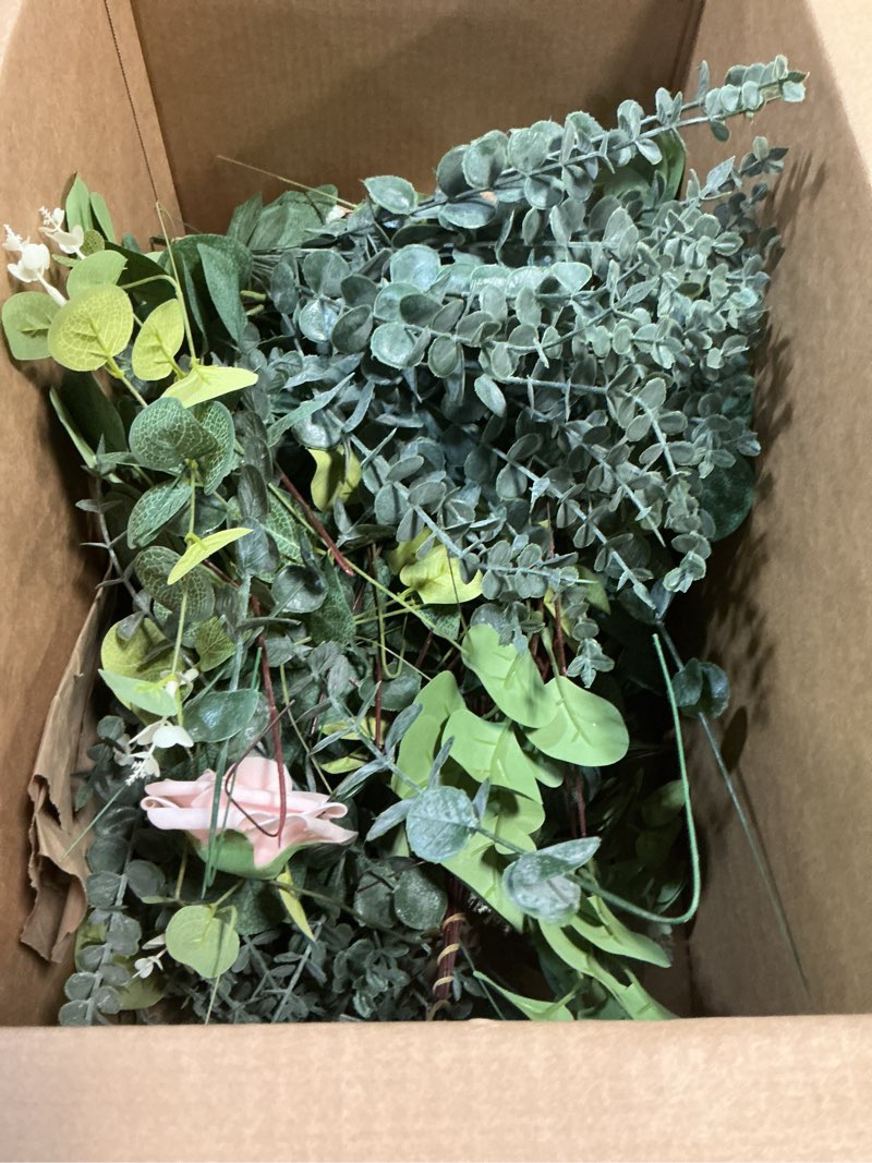 Condition photo showing As Is for 3pcs fake eucalyptus vines, 6.5ft silk ivy garland, odorless lush green leaves artificial hanging plants, boho forest greenery decor for home, classroom, wall,party, wedding decoration eucalyptus garland