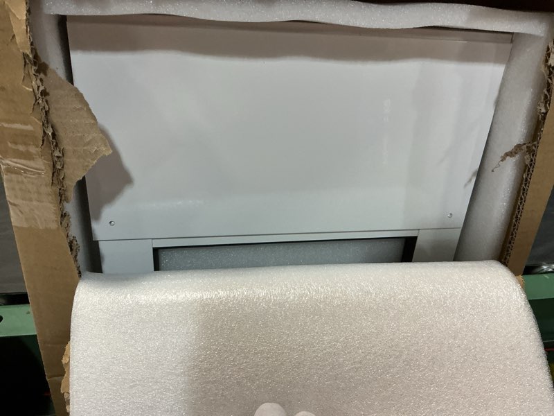 Condition photo showing New/Like New for dog door for sliding glass door with magnetic plastic flat, sliding door pet doggie door insert with lock, adjustable height no-cut required doggy door access renters, apartments, patio (white, m) white medium