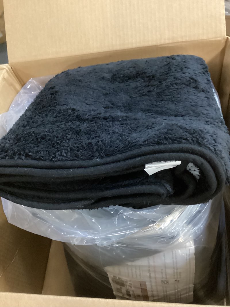 Condition photo showing As Is for Large Ultra Soft Modern Area Rugs for Living Room Bedroom, 5x8 Feet Black Thickened Memory Foam Indoor Solid Minimalist Carpets, Non-Slip Comfy Rug for Boys Girls Nursery Room Home Decor