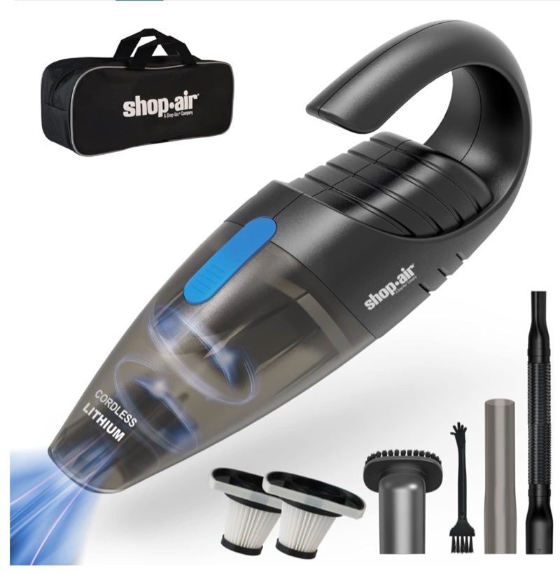 Car Vacuum Cordless, Rechargeable Handheld Mini Portable Vacuum Cleaner with Attachments, Filters and Storage Bag, Suitable for Car, Home (Blue Button)