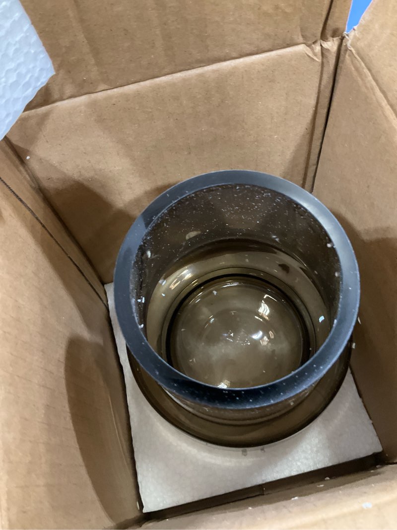 Condition photo showing New/Like New for Amber Glass Vase Bud Flower Vase with Modern Design, Brown Wide Mouth Decorative Vase Gift for Home Decor, Living Room, Dining Table, Entryway, Shelf, Wedding, Office, 7.3 Inch (Amber)