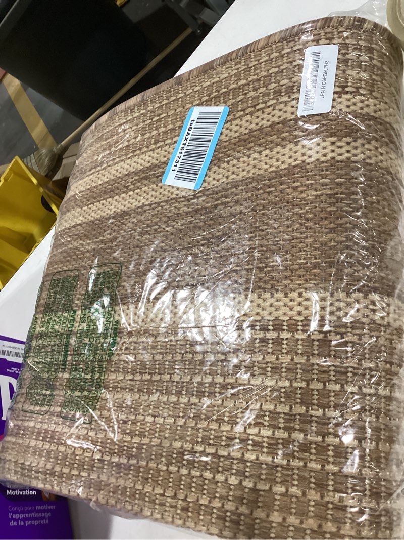 Condition photo showing As Is for montvoo-outdoor rug-patio rug 5x7 ft polypropylene indoor outdoor rugs outdoor carpet for patio deck balcony porch, textured weave, durable for high traffic, fade-resistant, modern neutral brown brown beige 5' x 7' (rectangular)