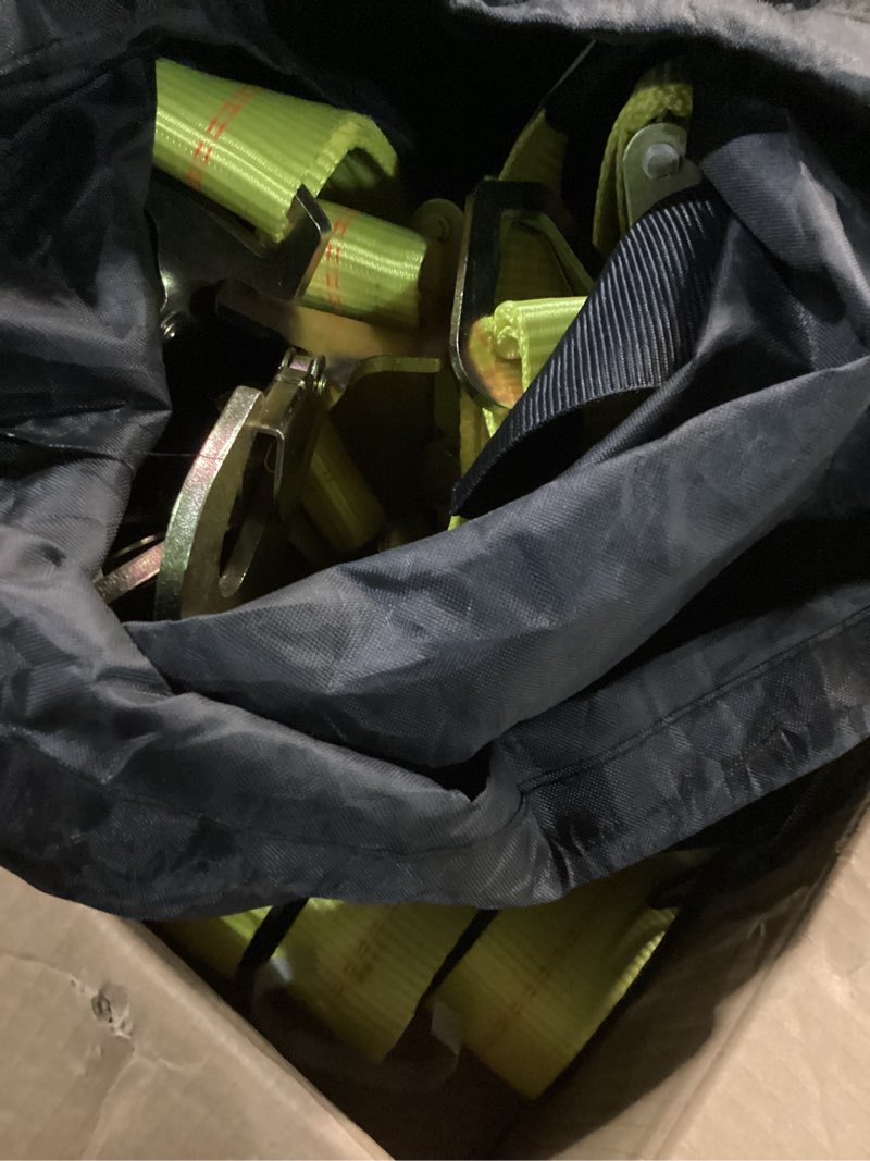 Condition photo showing Good Condition for Trekassy 2”x 144” Car Tie Down Straps for Trailers Heavy Duty, 10000lbs Break Strength, 4 Pack Steel Ratchet, 4 Adjustable Car Hauler Straps, 4 Axle Straps Yellow 144 Inch