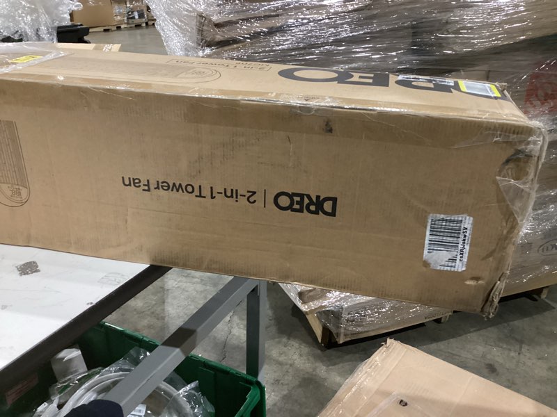 Condition photo showing As Is for DREO Tower Fan and Heater Combo, 29.2ft/s Standing Fans for Bedroom, 17 Levels, 6 Modes, 120° Oscillation, 42 Inch, 12H Timer, 25dB Quiet, with Remote, for Office, Large Room, Black