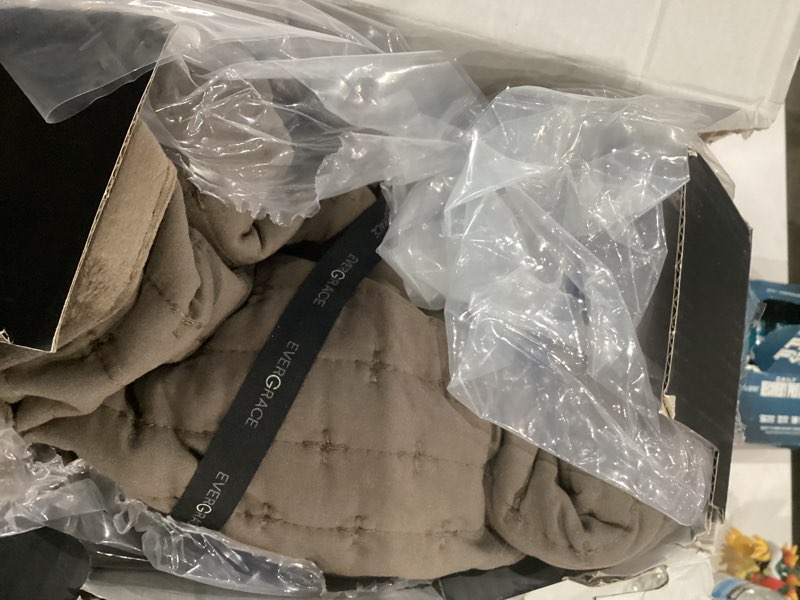 Condition photo showing As Is for EverGrace Luxury Velvet Quilt Set Queen Size 3 Piece, Soft Cross-Stitch Velvet Comforter Set with Pillow Shams, Lightweight Coverlet Bedspread Bedding Set for All Seasons, Mushroom Brown Full/Queen (90" x 92") Mushroom Brown