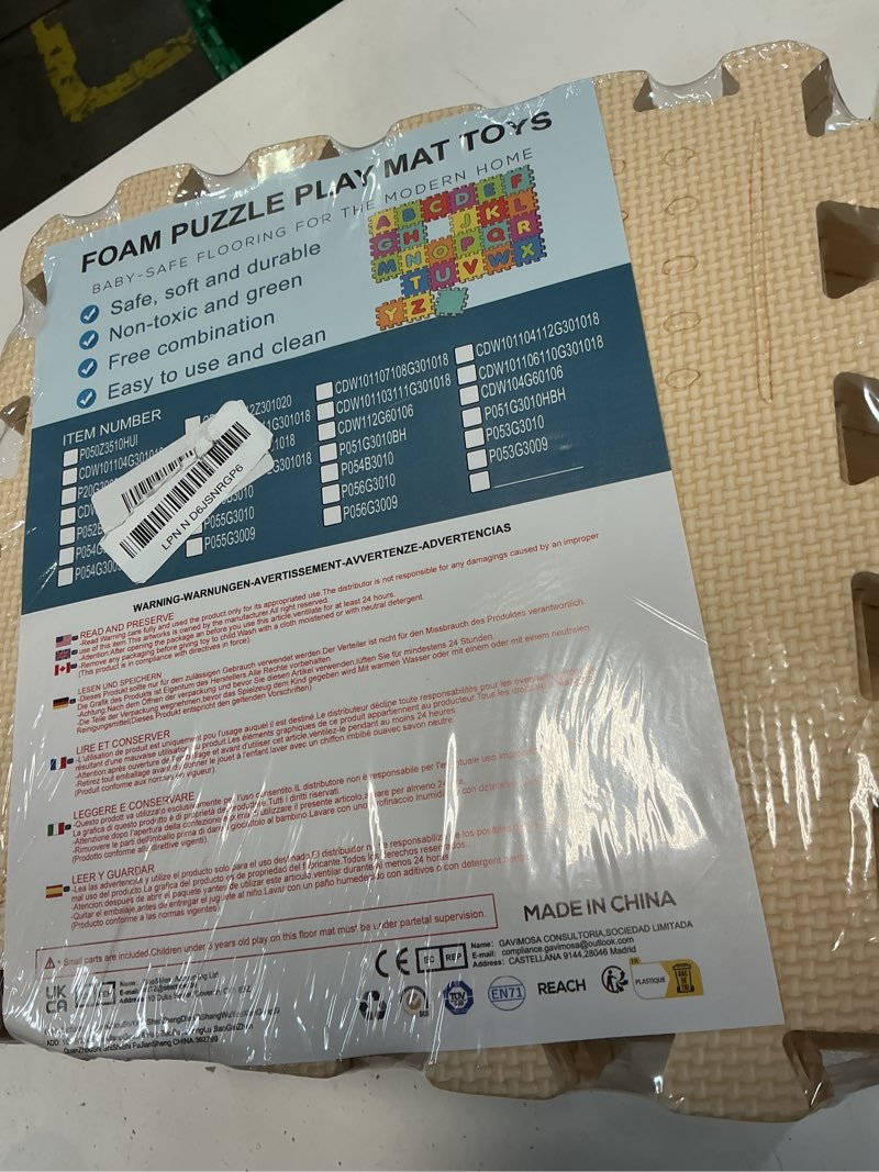 Condition photo showing New/Like New for qqpp eva 18 tiles baby play mat for playing, interlocking foam floor mats for tummy time & crawling, puzzle flooring tiles with laser pattern for kids. beige. ql-91(j) b18n 18 tiles laser beige with laser pattern 91