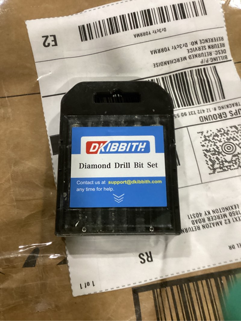 Condition photo showing New/Like New for DKIBBITH 10 Pack Dry Diamond Drill Bits & Tile Drill Bit Set for Ceramic, Porcelain, Marble, Granite, Stone, Glass - Round Shank 3/16"(x2), 1/4"(x3), 5/16", 3/8", 1/2"+2Pack Masonry Drill Bits1/4 10 Pcs Diamond Drill Bits