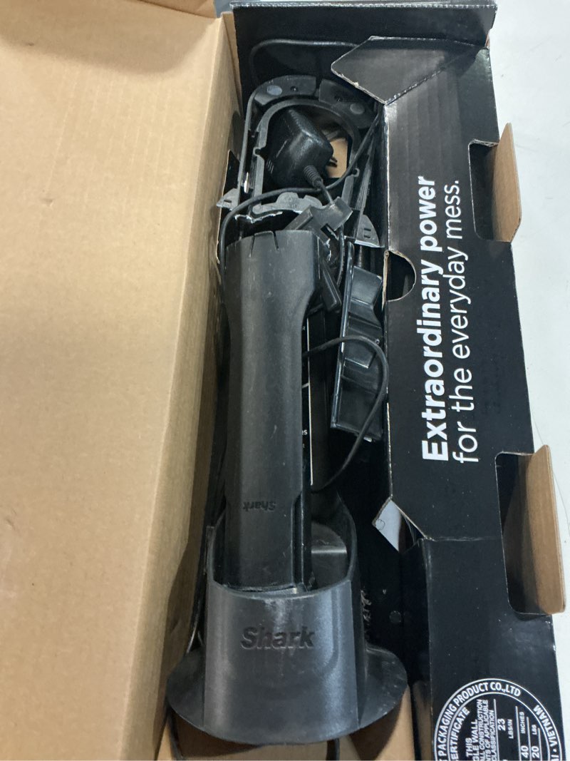 Condition photo showing As Is for shark wv201 wandvac handheld vacuum, lightweight at 1.4 pounds with powerful suction, charging dock, single touch empty and detachable dust cup,graphite, slate
