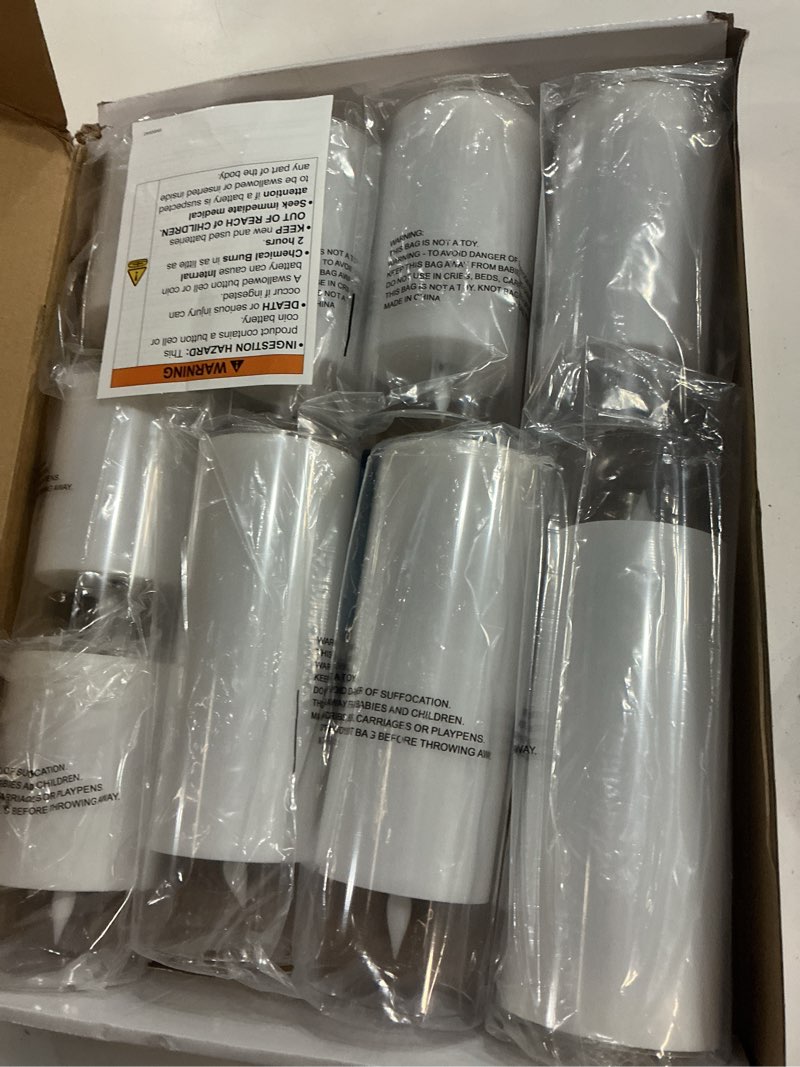 Condition photo showing New/Like New for homemory pure white flickering flameless candles, battery operated acrylic led pillar candles with remote control and timer, set of 9 pure white, 9pack