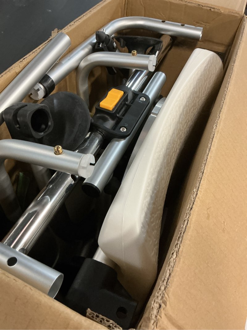 Condition photo showing As Is for DMI 360 Max Comfort Swivel Shower Chair & Transfer Bench, Extra-Wide 360lb Capacity, Non-Slip & Padded Arms, Bonus Adjustable Back Scrubber