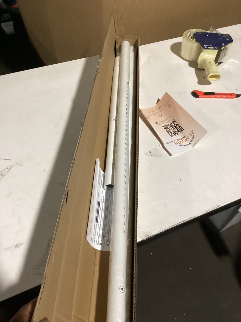 Condition photo showing As Is for ALLZONE Tension Curtain Rod for Window, 83-123 Inches, Heavy Duty Curtain Rods No Drilling, Non-Slip Bathroom Shower Tension Rod, Renter Friendly, Adjustable, Spring Loaded, Extra Long, White White 83-123 Inches