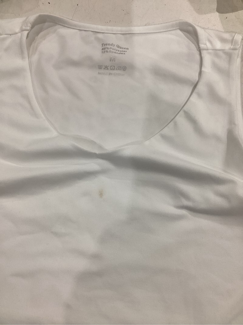 Condition photo showing As Is for trendy queen women's tank tops double lined crop sleeveless going out camisole summer fashion basic soft spring clothes 2026 white medium