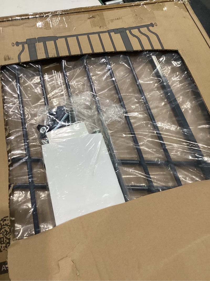 Condition photo showing Good Condition for elevon baby gate for stairs doorways, safety pet gate with auto-close/hold-open features, fits openings 29.1” to 43.3”, 30” tall, easy pressure mounted walk through baby dog gate, graphite 29.1–43.3" 30”