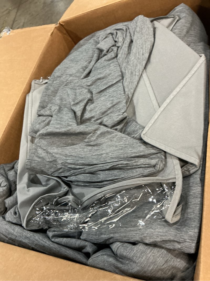 Condition photo showing As Is for bare home comforter set - queen size - ultra-soft - goose down alternative - premium 1800 series - all season warmth comforter (queen, heathered grey) queen heathered grey