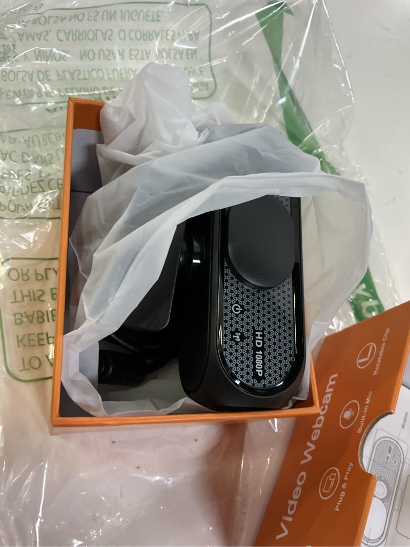 Condition photo showing Good Condition for 1080p hd webcam with microphone, noise cancellation, privacy cover, wide-angle lens, auto light correction, plug & play usb webcam for laptop, desktop, pc, mac, zoom, skype, streaming (black) m glossy black
