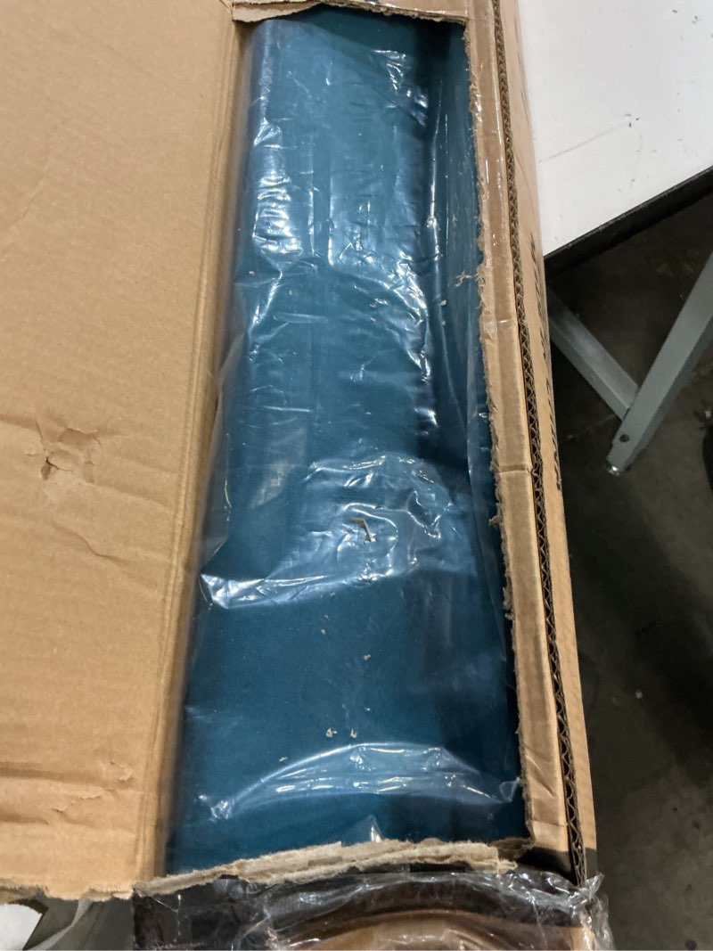 Condition photo showing Good Condition for jearey 6.5x10 ft rectangular patio umbrellas rectangle outdoor umbrella with push button tilt and crank, market table umbrella 6 sturdy ribs uv protection for poolside garden backyard deck, lake blue 6.5x10ft lake blue