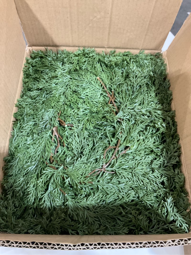 Condition photo showing Good Condition for Crowye 6 Pcs 6ft Christmas Cedar Garland Artificial Pine Christmas Garland Realistic Winter Greenery Garland Green Pine Cypress Vines for Holiday Mantel Fireplace Table Centerpiece Xmas Decor