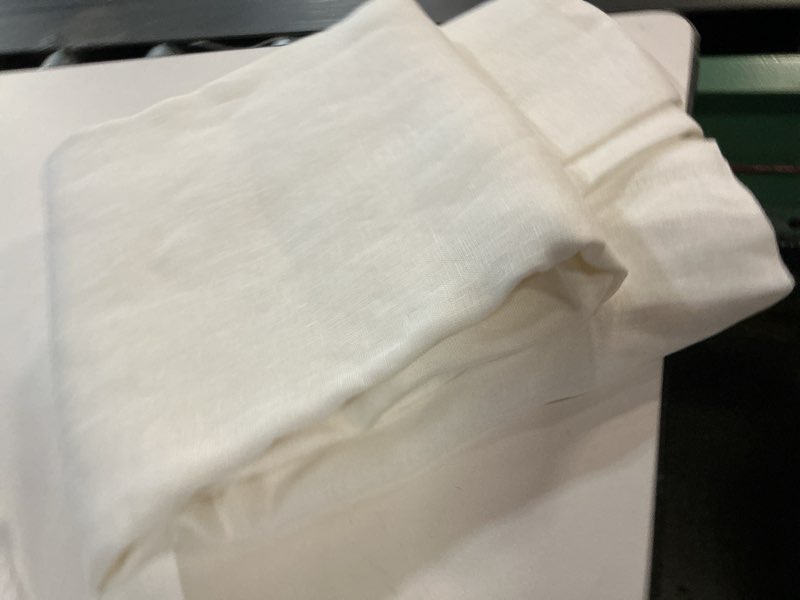 Condition photo showing Good Condition for european linen sheer curtain set, 48x96, white (2 panel )