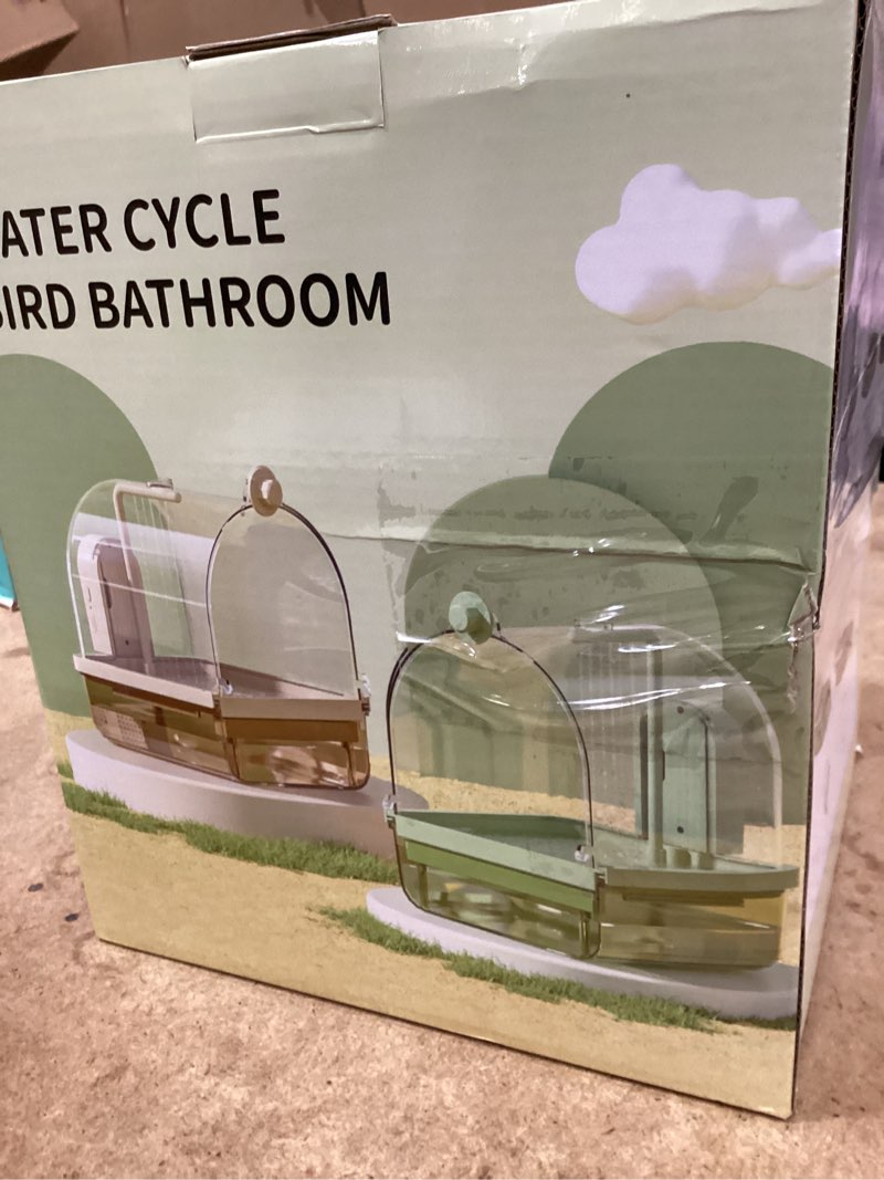 Condition photo showing Good Condition for bird bath for cage parakeets, indoor cockatiel bathtub shower with pump, parrots shower accessories 