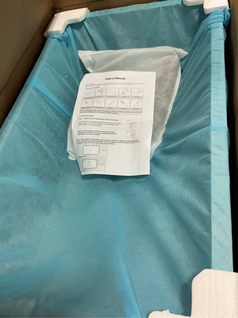 Condition photo showing Good Condition for 30x18 inch stainless steel kitchen sink undermount workstation 16 gauge 10 inch deep single bowl handmade basin with accessories multifunctional workstation set 30"x18"x10"