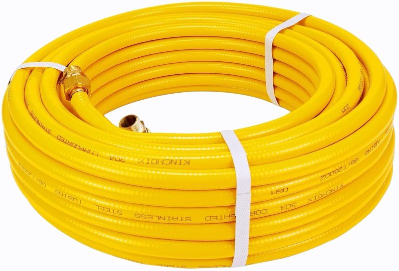 100ft Flex Gas Line 1/2'' Gas Pipe Kit CSST Gas Line for Stove Dryer Heater Propane NG Appliance Equipment with 2 Male Fittings