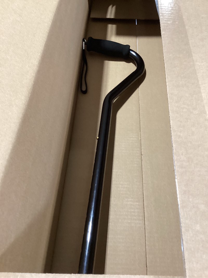 Condition photo showing Good Condition for nova joy designer offset quad cane for seniors - unisex adjustable lightweight walking aid with foam handle, wrist strap and anti-rattle lock - essential mobility support - black
