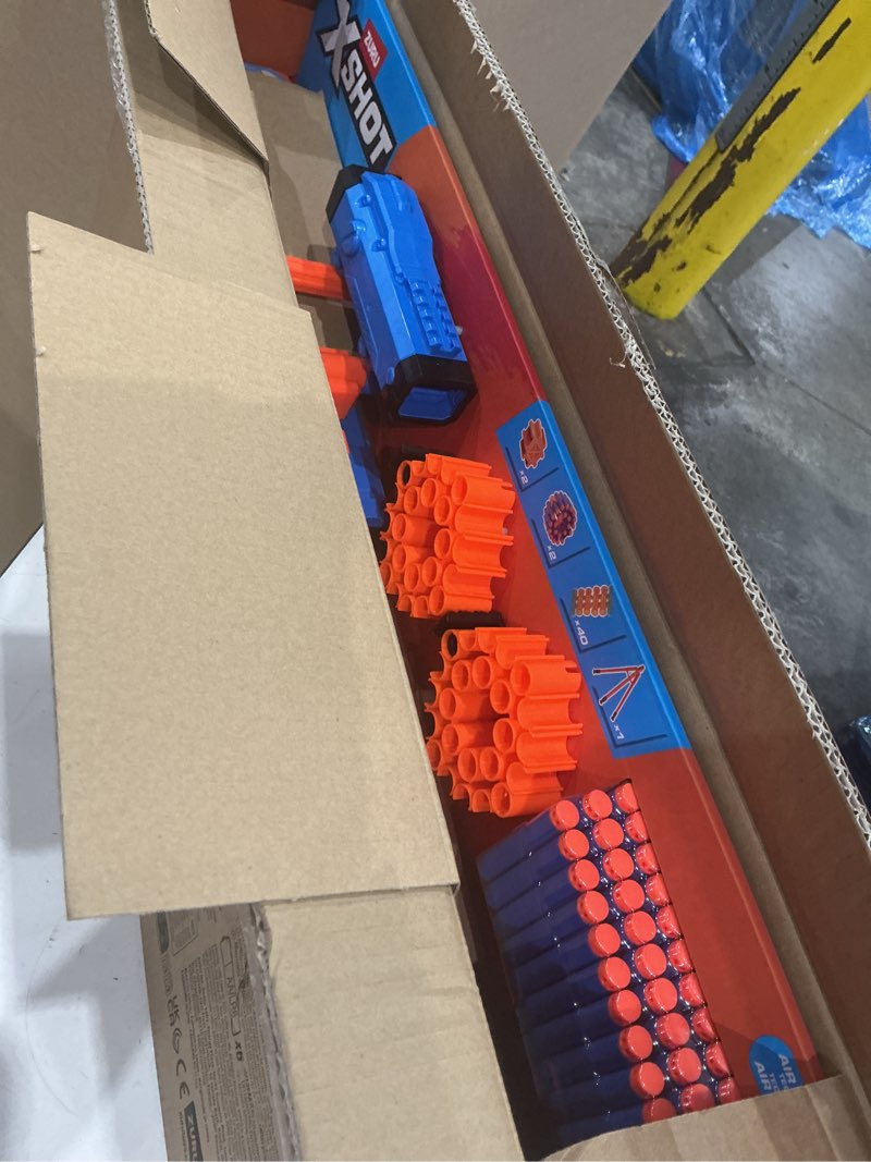 Condition photo showing Good Condition for x-shot insanity motorized rage fire by zuru 72 darts, air pocket technology darts, dart storage, blasting power, auto feeding belt, tripod & scope, outdoor toy for boys, girls, teens, adults