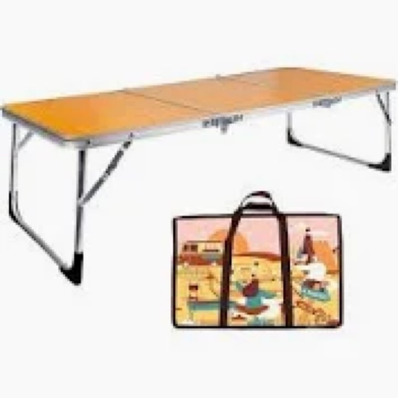 PLANEXPERT Folding Camping Table,3 Feet Portable Outdoor Table with Aluminum Legs,3 Fold Lightweight