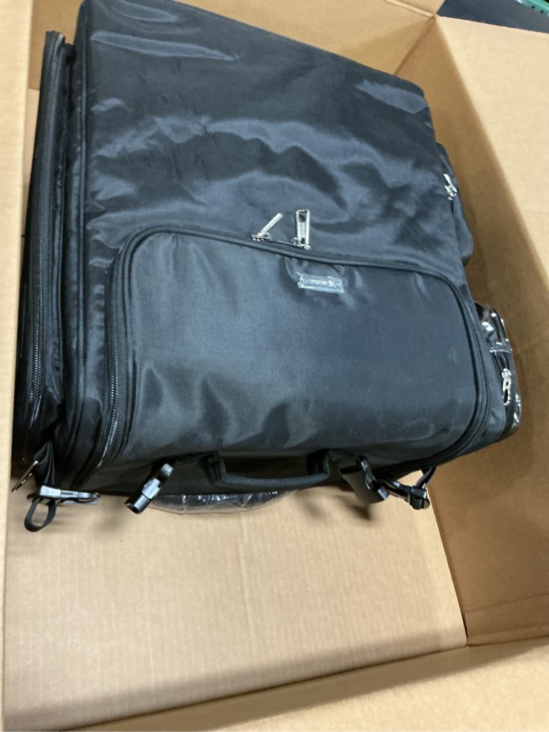 Condition photo showing Good Condition for relavel rolling makeup train case, hairstylist traveling bag with 4 wheels, heat insulation full layer, adjustable dividers, hair tools and cosmetics storage organizer trolley suitcase makeup cart extra large black