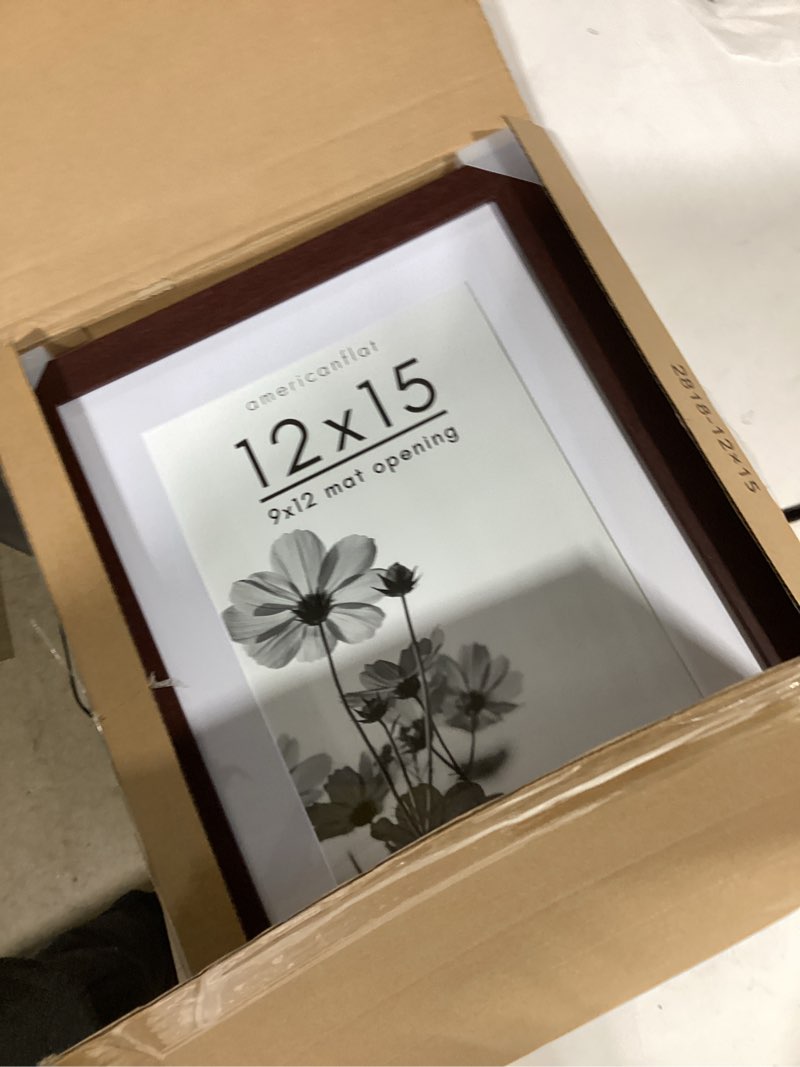 americanflat 12x15 picture frame with shatter-resistant glass - use as 9x12 frame with mat or displa