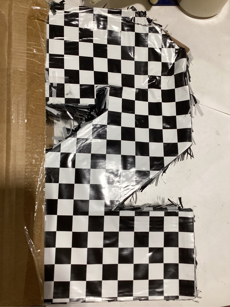 Condition photo showing Good Condition for checkered number 2 pinata black and white checkered pinata with stick and blindfold confetti for 2nd birthday racing car party game supplies race car pinata