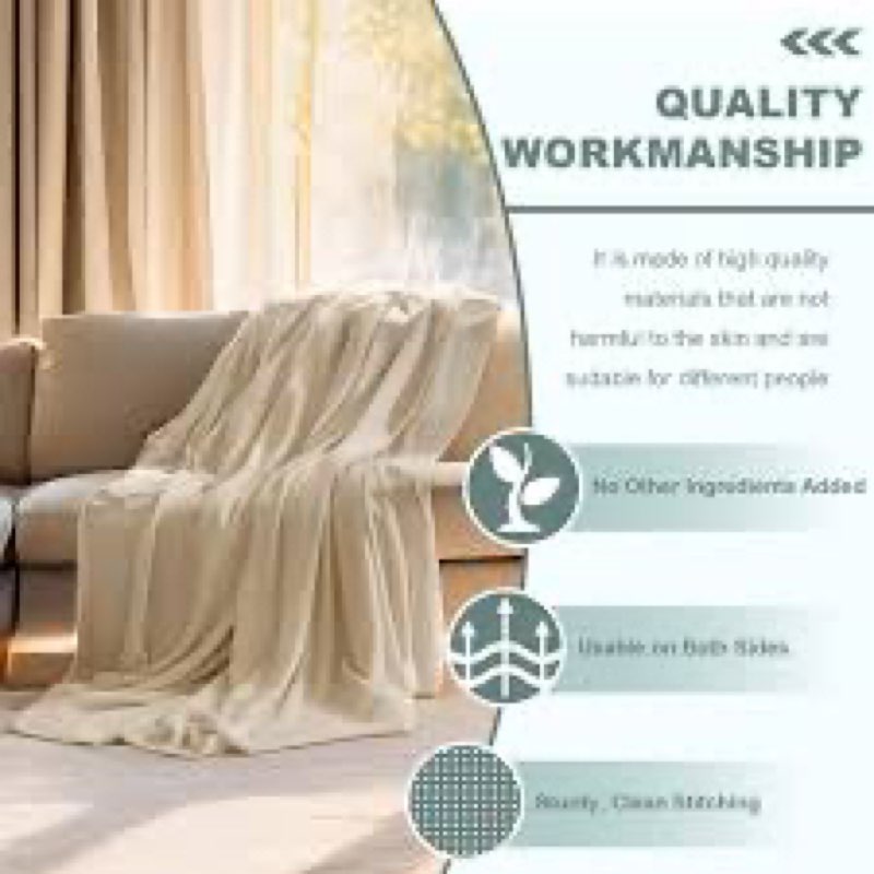 xinhusu grounding blanket silver fiber earth connected bed throws (60\"x80\",beige) queen size grounde