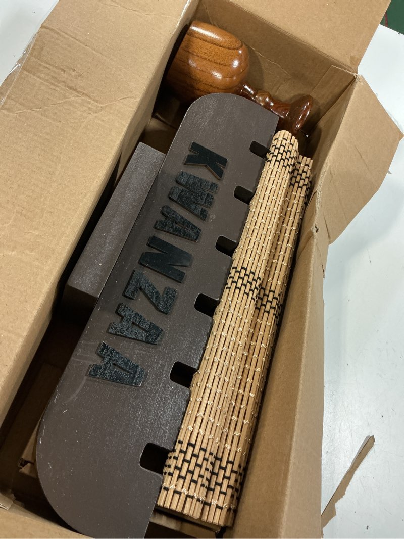 Condition photo showing Good Condition for 10 pieces kwanzaa kinara set wooden kwanzaa candle holder kwanzaa celebration decorations