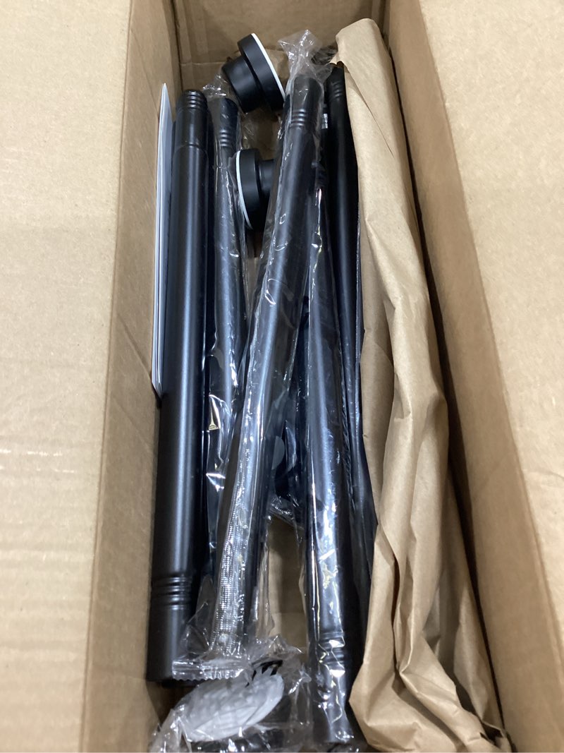 Condition photo showing As Is for enjoybasics 2 pack adjustable spring tension curtain rods 32 to 78 inches, stainless steel matte black shower rod no drilling for window, bathroom, closet, room divider, 7/8" diameter black 32-78" 2