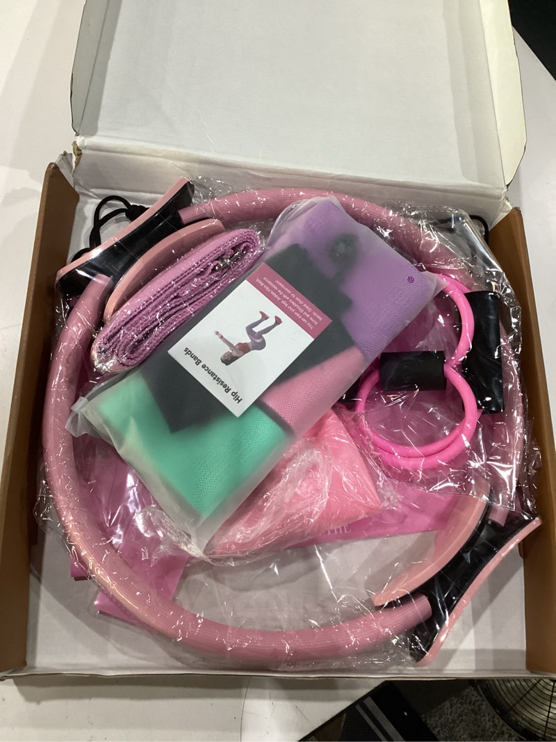 Condition photo showing New/Like New for pilates equipment 15" pilates ring plus, pilates kit for home workouts, pilates essentials kit for women with pilates ring and ball set, booty bands, figure 8 resistance band, yoga band pink for mother