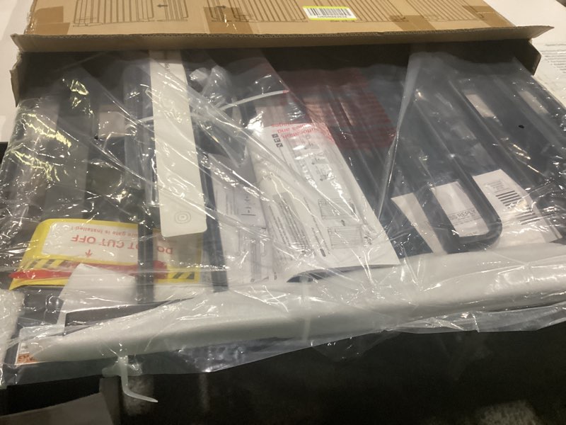Condition photo showing New/Like New for cumbor 29.7-57" extra wide baby gate for stairs, mom's choice awards winner-dog gate for doorways, pressure mounted walk through safety child gate for kids toddler, tall pet puppy fence gate, black black 29.7"-57" w x 30.5" h