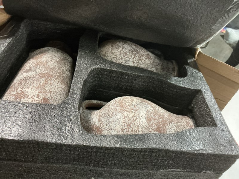 Condition photo showing Good Condition for Ceramic Vase Set of 3, Handmade Rustic Farmhouse Vases with Handles, Glazed Interior, Aged Terracotta Finish, Boho Home Decor for Table, Shelf, Mantel, Flower Arrangement Terracotta 10.3in