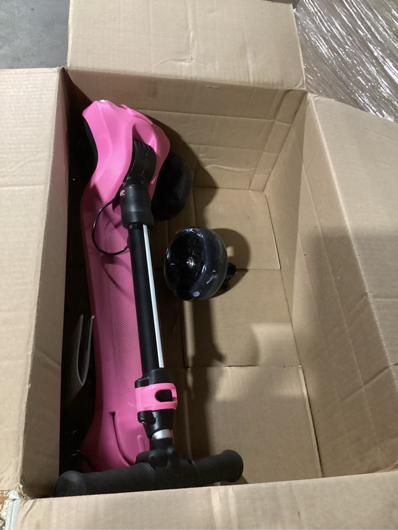 Condition photo showing Good Condition for 24V Electric Scooter for Kids w/150W Powerful Motor, Thumb Throttle, LCD Screen, Bluetooth, Light-Up Stem Deck & Wheels, 3 Adjustable Heights, 5MPH Safe Speed, 3 Wheel Electric Scooter for Kids Pink