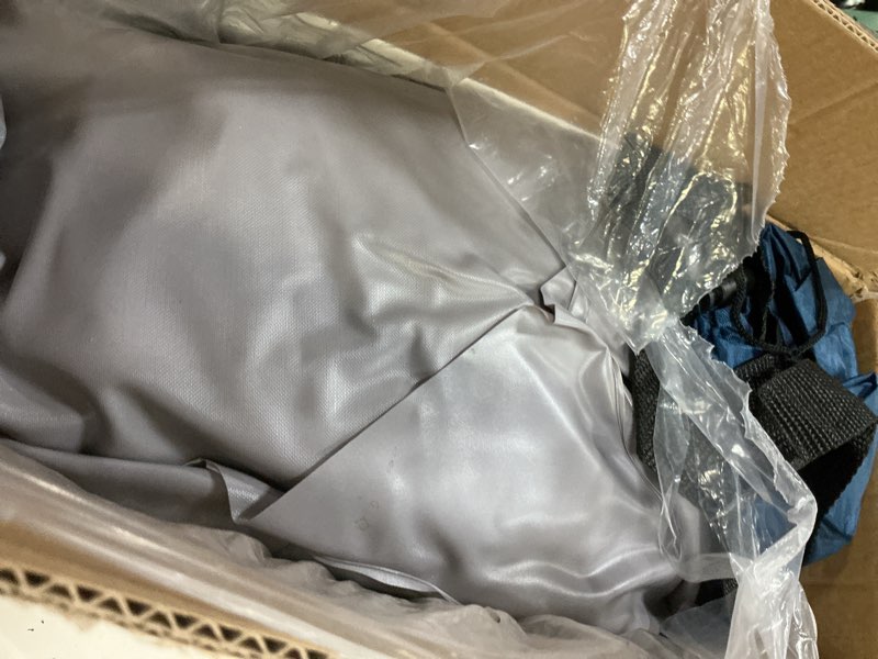 Condition photo showing As Is for jeasong blow up couch air mattress queen with built in pump, 2-in-1 air sofa & inflatable mattress, airbed blow up mattress with headboard & cupholder, inflatable couch for camping, movie night, guest beige(built in pump)