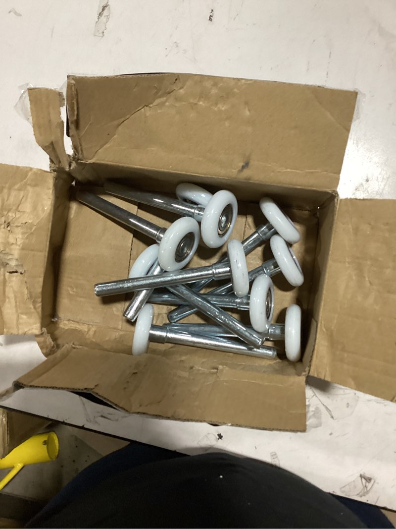 Condition photo showing As Is for hakzeon 20 pack 2 inch garage door rollers, nylon garage door rollers, 6200zz high performance ball bearing quiet garage door replacement wheels for various commercial and residential garage doors white