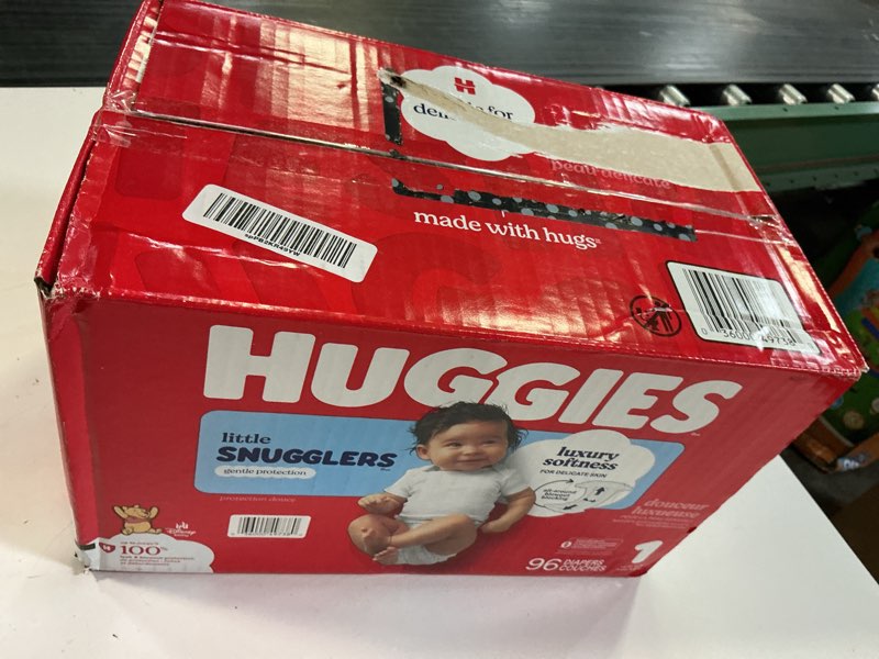 Condition photo showing New/Like New for huggies size 1 diapers, little snugglers baby diapers, size 1 (8-14 lbs), 96 count, packaging may vary size 1 96