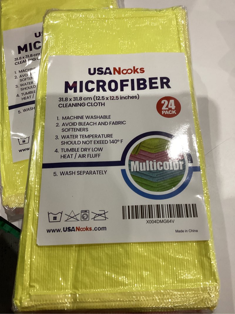 Condition photo showing New/Like New for USANOOKS Microfiber Cleaning Cloth - 24Pcs (12.5x12.5 inch) High Performance - 1200 Washes, Ultra Absorbent Towels for Cars Weave Grime & Liquid for Streak-Free Mirror Shine Multicolor 24 pack