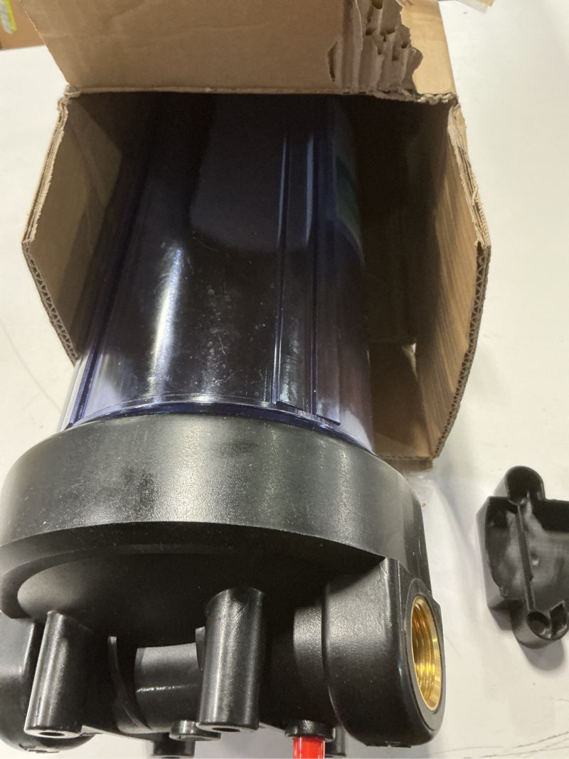 Condition photo showing As Is for geekpure 20 inch clear whole house water filter housing - 1" npt brass port (1)